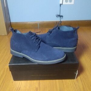 Bruno Marc Men's Classic Suede Leather Navy Blue Chukka Boots Size 8.5